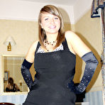 First pic of Brown haired UK girl Lola Lol in black gloves gives crazy handjob from your point of view