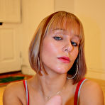 Second pic of Ashley Rider gives painful handjob to guy with uncut cock from your point of view and strips