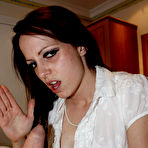 Second pic of Shaved big titted brunette domina Sasha Rose gets fully nude after giving painful handjob