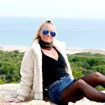 First pic of Natalie K Public flashing in short denim skirt