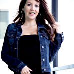 Fourth pic of Andi Land in black dress and denim jacket
