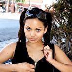 First pic of Naughty asian chick Lana Violet with hairless pussy does public striptease in the street