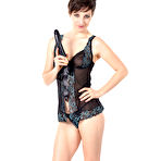 First pic of Melody Clark removing her sheer lace lingerie and toying