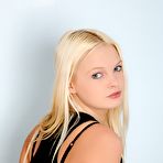 Fourth pic of Teenage cutie Kelly Fox with blonde hair and blue eyes strips and plays with black dildo