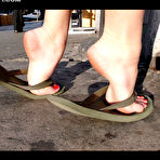 First pic of Chick in shorts Bambi Blu demonstrates her wonderful bare feet in the streets