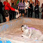 Third pic of Enthusiastic Miss Skinny wrestles in mud in front of drunk party ladies