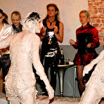 Fourth pic of Enthusiastic Miss Skinny wrestles in mud in front of drunk party ladies