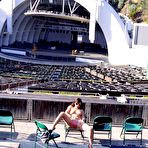 First pic of Girl in shades Jennifer White spreads her legs wide and toys her pussy outdoors