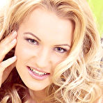 First pic of Sexy slim goldilocks Gita strips her lingerie then poses and spreads on the bed.