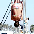 Second pic of Danielle Lloyd exercising in bikini on a beach
