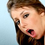 Third pic of Allyssa Hall takes off her tight  fit light blue panties to get her shaved pussy boned