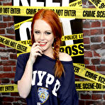 First pic of Paul Raymond - Fiery police babe Ella Hughes spreads long stocking-clad legs