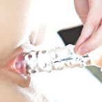 Second pic of Smoldering Hot And Sultry Brunette Chick Penelope D Plays With Her Glass Dildo / DefineBabe.com