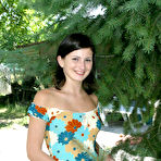 First pic of Brunette Doll Electra Angels Loses Off Short Jeans Skirt And Poses Naked Outdoor / DefineBabe.com