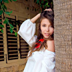 First pic of Busty brunette babe Mila Azul stripping naked outdoors | Erotic Beauties