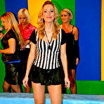 Third pic of Party lady Tatiana Milovani wrestles in oil and loses her bra and panties