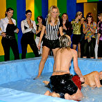 Fourth pic of Party lady Tatiana Milovani wrestles in oil and loses her bra and panties