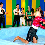 Second pic of Eliss Fire and Lexxis Brown get public oil fight started with their clothes on