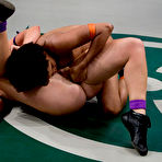 Second pic of Ivory skinned Bella Rossi and chocolate Yana Jordan do lesbian wrestling show