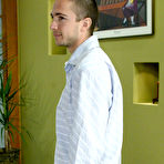 First pic of Perfect titted domme Shy Love in jeans gets her strapon ready to punish Patrick anally