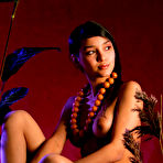 Second pic of Teenage Brunette Model Lissa A With Fine Slender Body Poses Naked With Flowers / DefineBabe.com