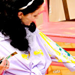 Second pic of Valery Hilton and her brunette girlfriend go crazy about painting and body art