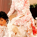 Fourth pic of Tera Joy and Veronica Vanoza get wet and messy in the middle of a huge bed