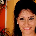 First pic of Aged skinny brunette Susan in white stockings gives head and takes dick in her shaved pussy