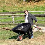 First pic of Horny old senior enjoys a tight teenage pussy on the barn naked