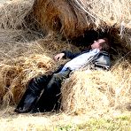 Fourth pic of Horny old senior enjoys a tight teenage pussy on the barn naked