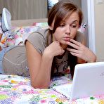 First pic of Hottest Porn watching teenage girl pleasures her very slippery clit by ShavedTeenGirls.com