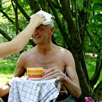 Second pic of Busty teen brunette gets banged by a horny old gardener naked