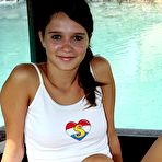 First pic of Hottest Cute teenie brunette showing her fine body in the garden by ShavedTeenGirls.com