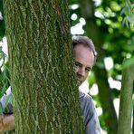 Third pic of Brunette teenie babe stuffed by an hairy senior outdoor naked