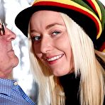 Second pic of A hot young blonde slut sucking and fucking an old dude naked