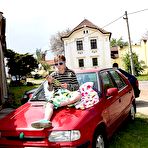 First pic of A horny teenage brunette nailed hard outdoors by a chap naked