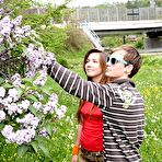 Fourth pic of A horny teenage brunette nailed hard outdoors by a chap naked