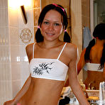 First pic of A naughty little teen gives a blowjob in the bathroom naked