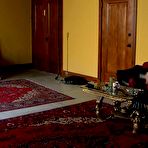 Third pic of Slave girl Sarah Shevon gets her ass spanked and fingered in public on the upper floor