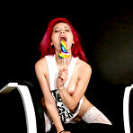 Third pic of Redhead Asian In White Stockings Sydney Mai Eating Ice Cream And Masturbating / DefineBabe.com