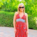 First pic of Blonde Ally FTV In Red Dress Removes Her Panties And Fucks Her Pussy With Big Cucumber photos (Ally Kay) / DefineBabe.com