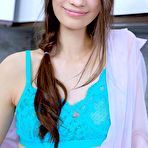 First pic of Anastasia Bella Petite Brunette Strips Blue Lace Bra and Panties