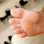 Fourth pic of Tanned Brunette Beauty Christina Bella Teases Fat Cock With Her Feet And Gets Her Pussy Drilled / DefineBabe.com