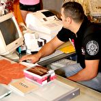 Second pic of Slim Brunette Larissa Dee With Sexy Neat Toes Removes Her Pink Socks To Give Footjob / DefineBabe.com