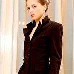 First pic of Dishy Babe Carmen Nubiles Strips Black Suit And Makes Seductive Poses In Nylon Stockings. / DefineBabe.com