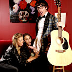 Second pic of Samantha Saint and Chanel Preston fuck the famous rockstar backstage