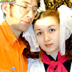 Fourth pic of Naughty Russian teen performing awesome oral sex with her lover and getting fucked by him