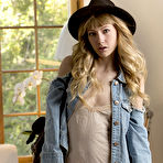 Third pic of Sexy blonde Ivy Wolfe sensually strips on the bed. naked