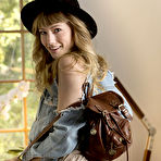 Fourth pic of Sexy blonde Ivy Wolfe sensually strips on the bed. naked