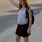 First pic of Hitchhiker Madison Young gets undressed and humiliated by Kym Wilde in the open air